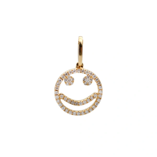 Rosa de la Cruz Smile Pendant 12mm in 18K Yellow Gold and White Diamond | Fine Pendants and Charms | Coveti