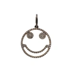 Rosa de la Cruz Smile Pendant 18mm in 18K Rhodium Gold, Brown Diamond | Fine Pendants and Charms | Coveti