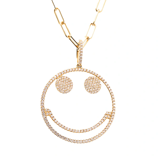 Rosa de la Cruz Smile Pendant 25mm in 18K Yellow Gold, White Diamond | Fine Pendants and Charms | Coveti