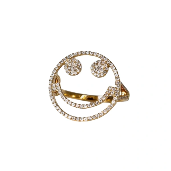 Rosa de la Cruz Smile Ring in 18K Rhodium Gold and Brown Diamond | Fine Rings | Coveti
