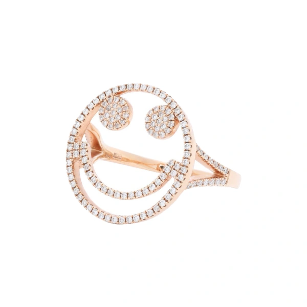 Rosa de la Cruz Smile Ring in 18K Rose Gold and White Diamond | Fine Rings | Coveti