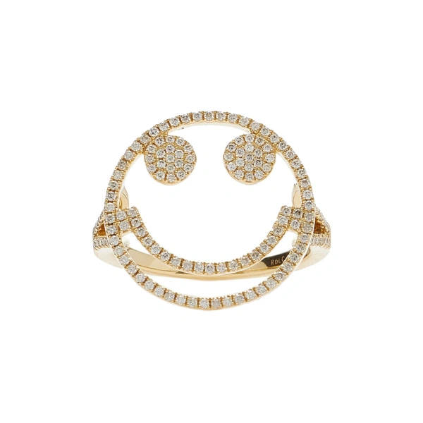 Rosa de la Cruz Smile Ring in 18K Yellow Gold and White Diamond | Fine Rings | Coveti