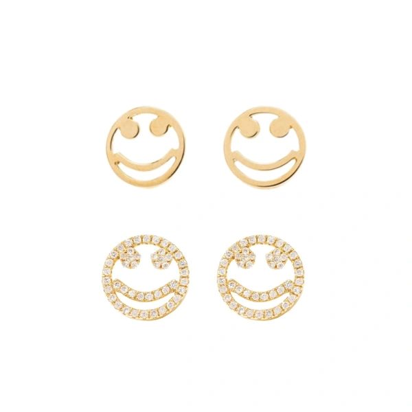 Rosa de la Cruz Smile Studs in 18K Yellow Gold, 18K Yellow, Pair | Fine Earrings | Coveti