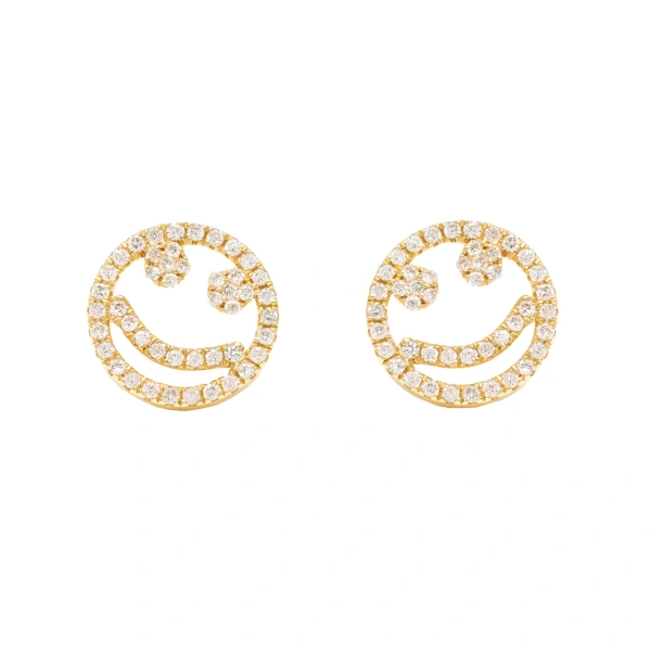 Rosa de la Cruz Smile Studs in 18K Yellow Gold, 18K Yellow, Pair | Fine Earrings | Coveti