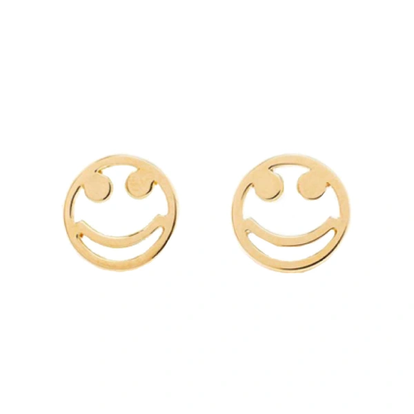 Rosa de la Cruz Smile Studs in 18K Yellow Gold, 18K Yellow, Pair | Fine Earrings | Coveti