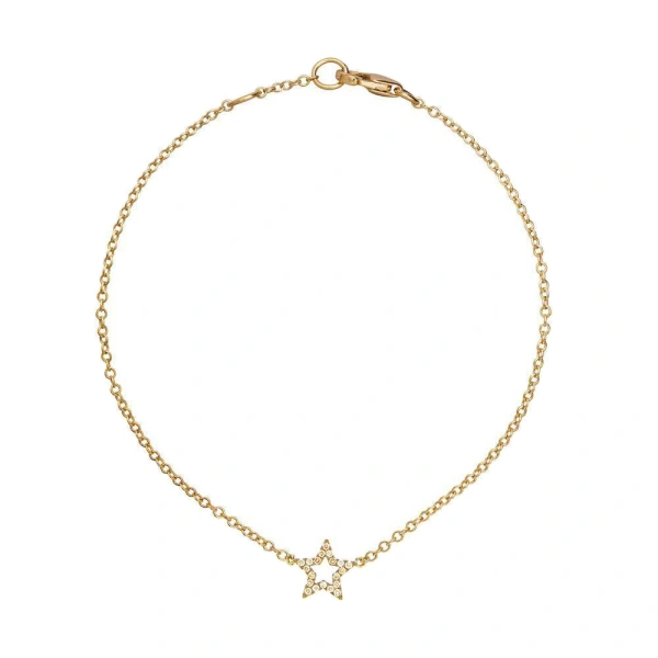 Rosa de la Cruz Star Charm Bracelet in 18K Yellow Gold, Brown Diamond | Fine Bracelets | Coveti