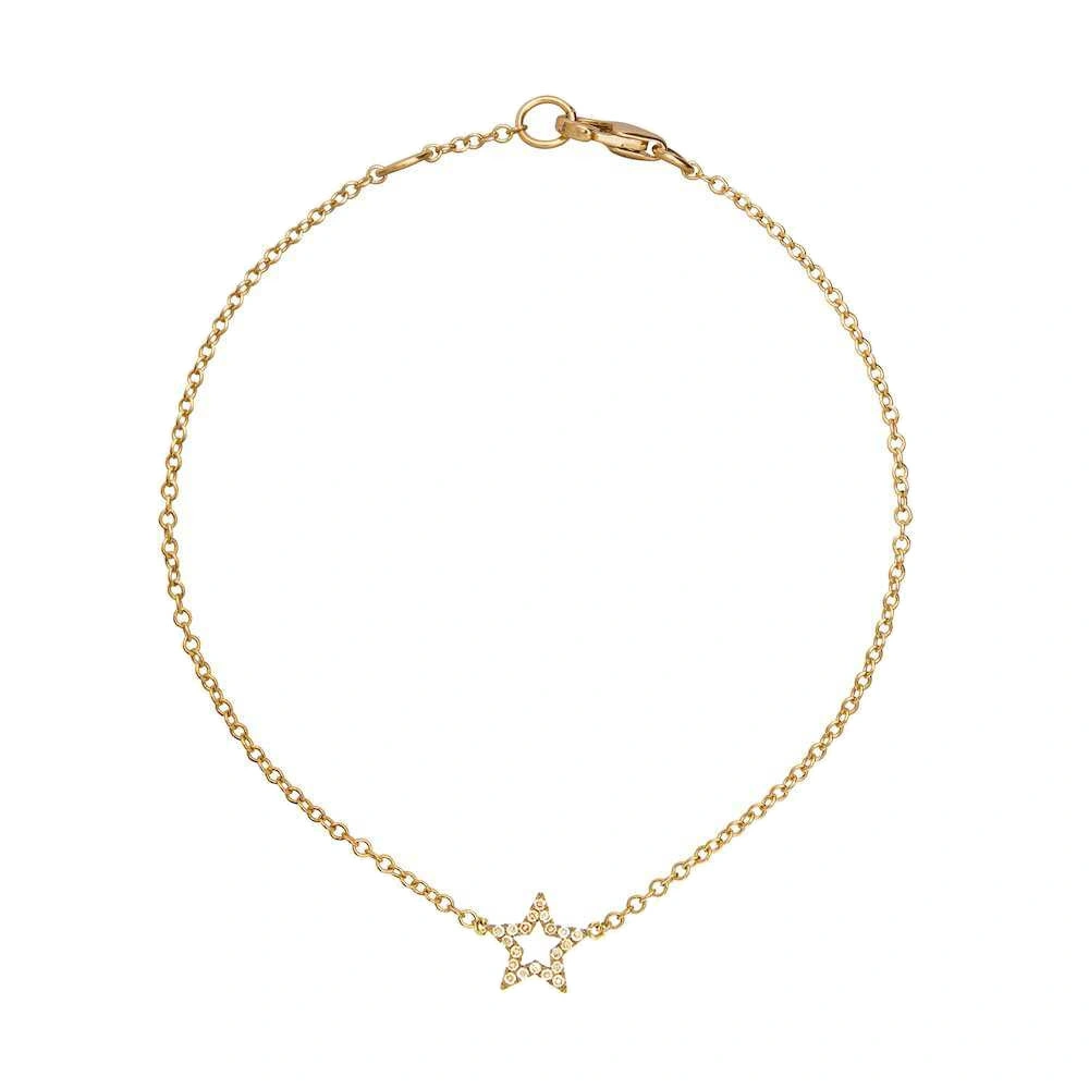 Rosa de la Cruz Star Charm Bracelet in 18K Yellow Gold, Brown Diamond Rosa de la Cruz Star Charm Bracelet in 18K Yellow Gold, Brown Diamond | Fine Bracelets | Coveti