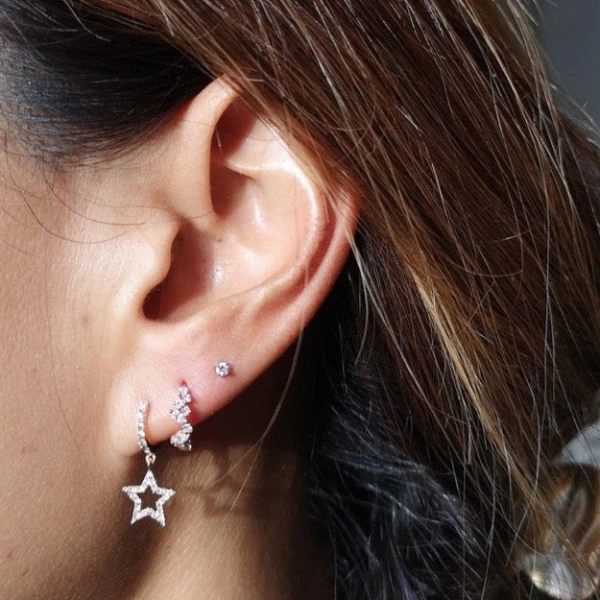 Rosa de la Cruz Star Charm Earrings in 18K Yellow Gold, Brown Diamond | Fine Earrings | Coveti