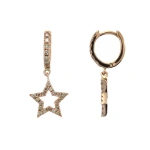 Rosa de la Cruz Star Charm Earrings in 18K Yellow Gold, Brown Diamond | Fine Earrings | Coveti