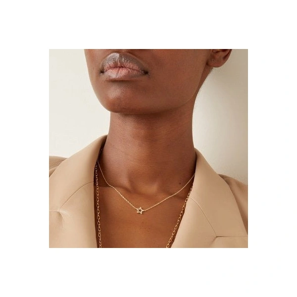 Rosa de la Cruz Star Charm Necklace in 18K Rhodium Gold, Brown Diamond | Fine Necklaces | Coveti