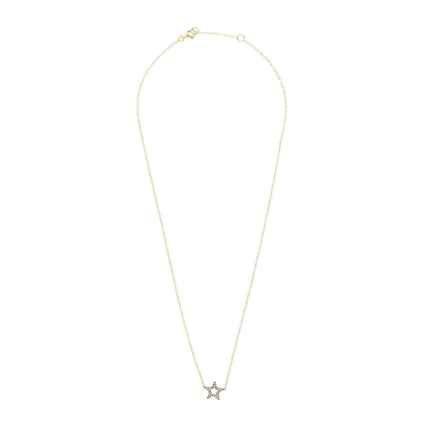 Rosa de la Cruz Star Charm Necklace in 18K Rhodium Gold, Brown Diamond | Fine Necklaces | Coveti