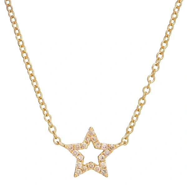 Rosa de la Cruz Star Charm Necklace in 18K Yellow Gold, Brown Diamond | Fine Necklaces | Coveti