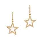 Rosa de la Cruz Star Earrings 20mm in 18K Yellow Gold, Brown Diamond | Fine Earrings | Coveti