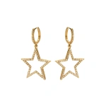 Rosa de la Cruz Star Earrings 25mm in 18K Yellow Gold, Brown Diamond, Pair | Fine Earrings | Coveti