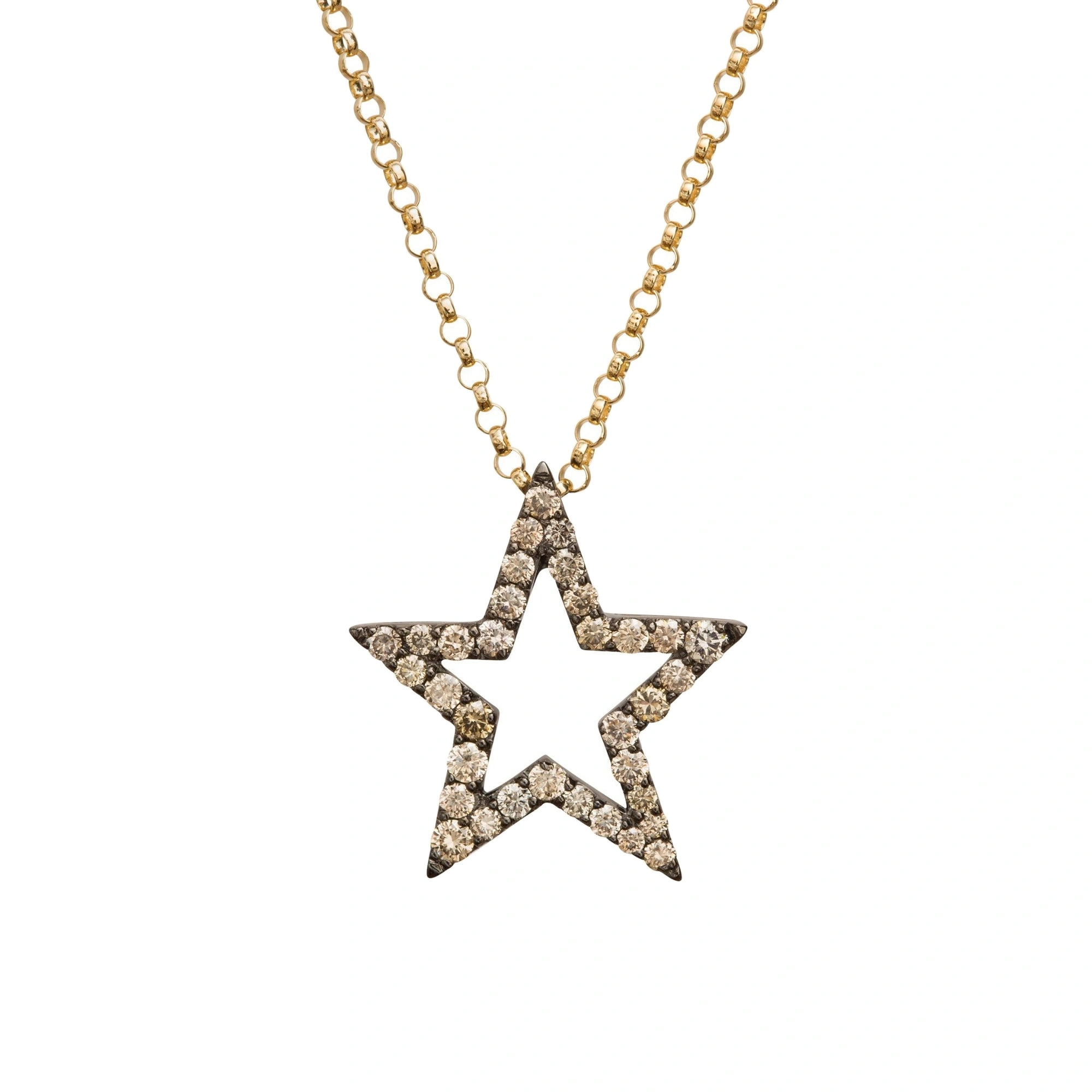 Rosa de la Cruz Star Pendant 20mm in 18K Rhodium Gold, Brown Diamond Rosa de la Cruz Star Pendant 20mm in 18K Rhodium Gold, Brown Diamond | Fine Pendants and Charms | Coveti