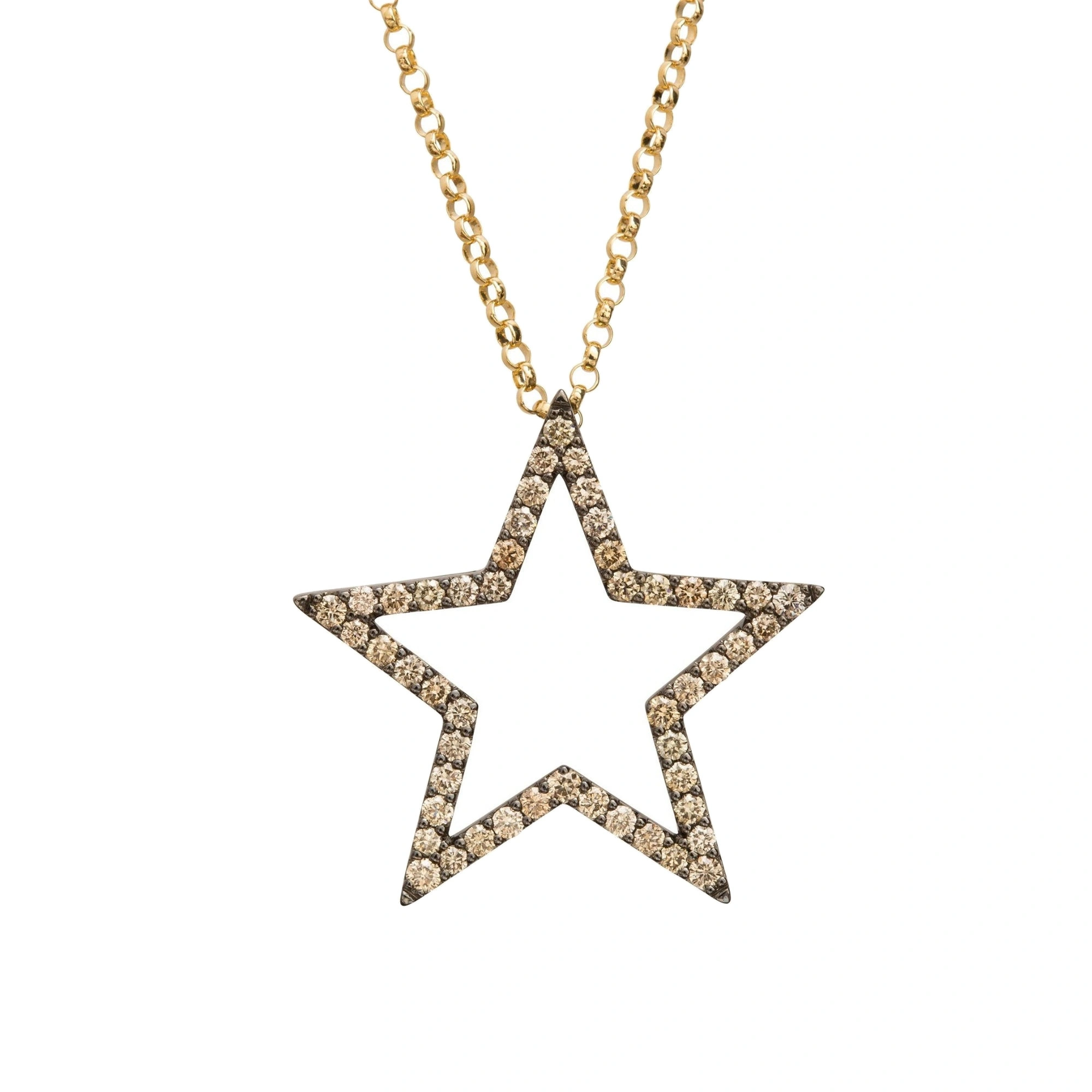 Rosa de la Cruz Star Pendant 25mm in 18K Rhodium Gold, Brown Diamond Rosa de la Cruz Star Pendant 25mm in 18K Rhodium Gold, Brown Diamond | Fine Pendants and Charms | Coveti
