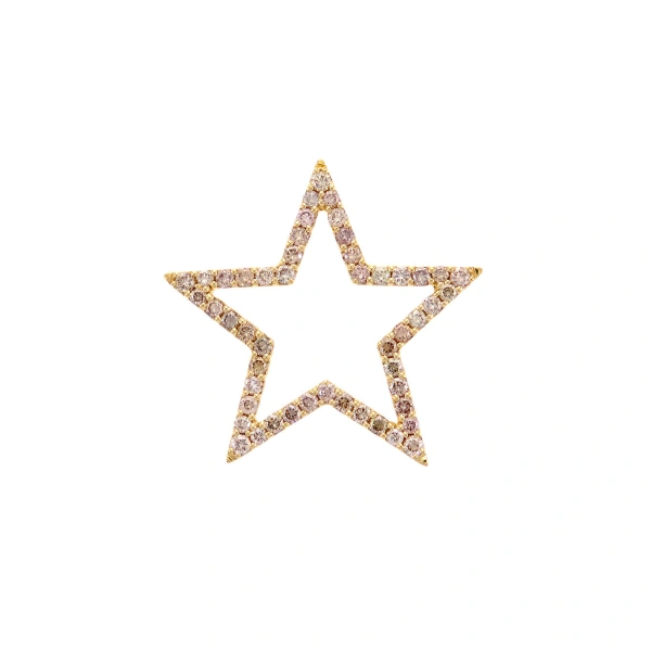 Star Pendant 25mm in 18K Yellow Gold, Brown Diamond
