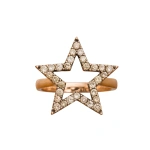 Rosa de la Cruz Star Ring 20mm in 18K Rose Gold, Brown Diamond | Fine Rings | Coveti