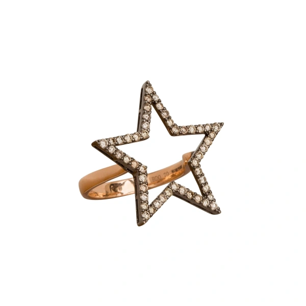Rosa de la Cruz Star Ring 25mm in 18K Rose Gold, Brown Diamond | Fine Rings | Coveti