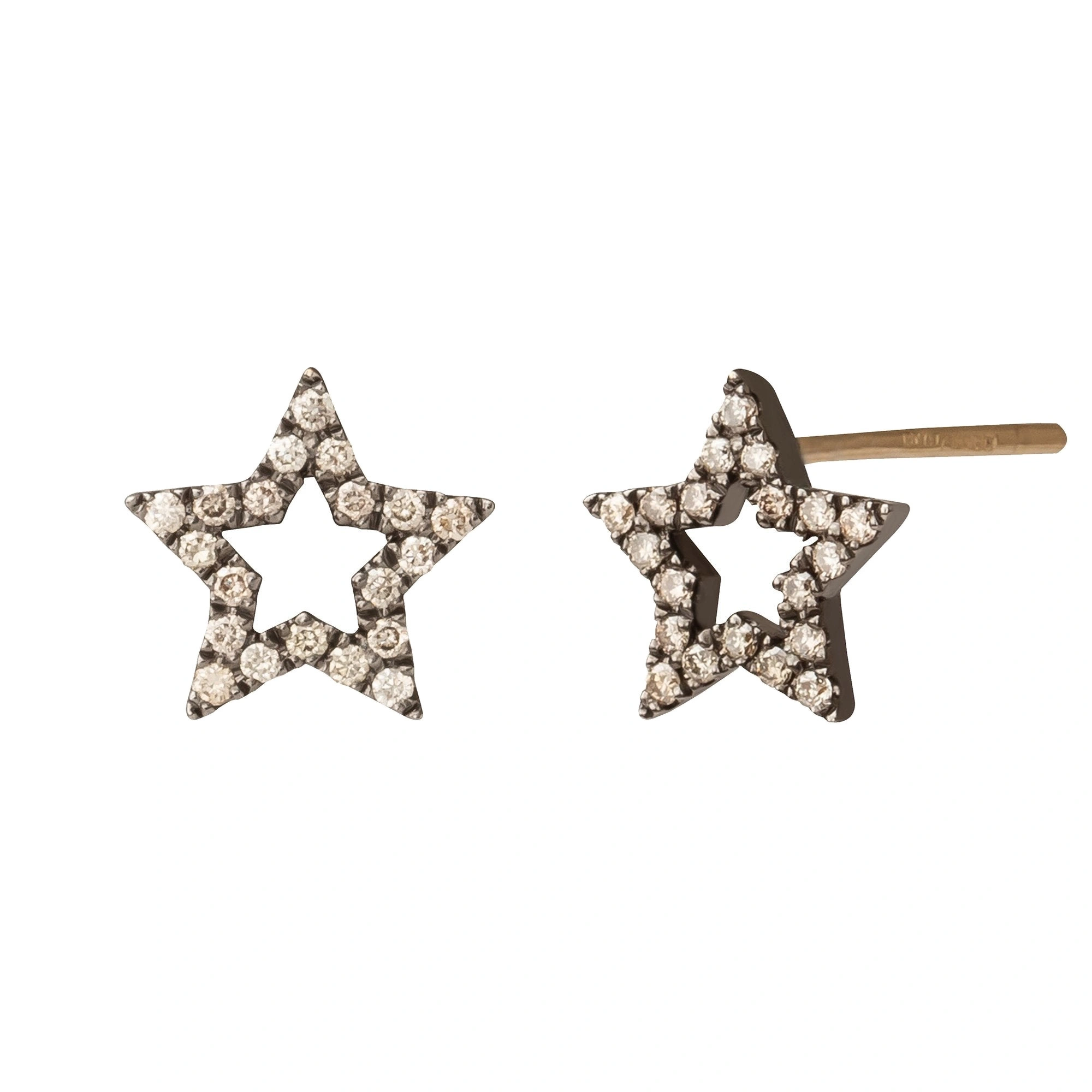 Rosa de la Cruz Star Studs in 18K Rhodium Gold, Brown Diamond, Pair Rosa de la Cruz Star Studs in 18K Rhodium Gold, Brown Diamond, Pair | Fine Earrings | Coveti