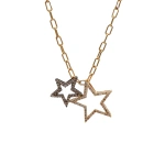 Rosa de la Cruz Stars on Classic Chain in 18K Yellow Gold, 18K Rhodium Gold and Brown Diamond | Fine Necklaces | Coveti