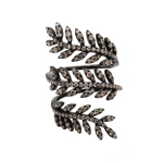 Rosa de la Cruz Triple Ivy Ring in 18K Rhodium Gold and Brown Diamond | Fine Rings | Coveti