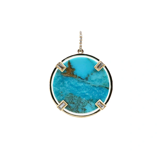 Rosa de la Cruz Turquoise Coin Pendant | Fine Pendants and Charms | Coveti