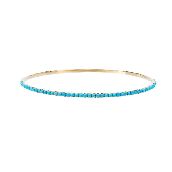 Turquoise Eternity Bangle in 18K Yellow Gold, Turquoise
