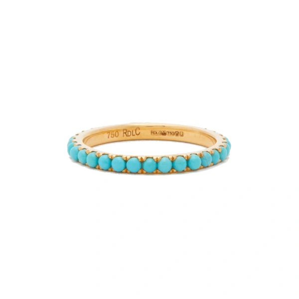 Rosa de la Cruz Turquoise Eternity Ring in 18K Yellow Gold, Turquoise | Fine Rings | Coveti