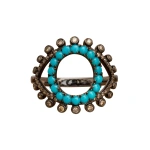 Rosa de la Cruz Turquoise Eye Ring in 18K Rhodium Gold, Turquoise and Brown Diamond | Fine Rings | Coveti