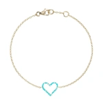 Rosa de la Cruz Turquoise Heart Charm Bracelet in 18K Yellow Gold, Turquoise | Fine Bracelets | Coveti