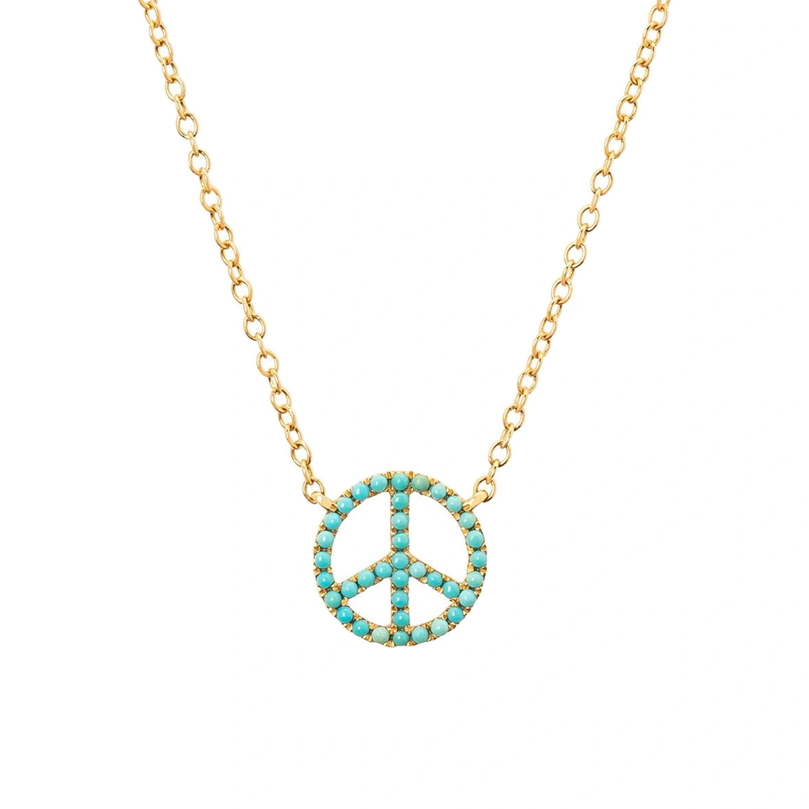 Rosa de la Cruz Turquoise Peace Charm Necklace in 18K Yellow Gold, Turquoise Rosa de la Cruz Turquoise Peace Charm Necklace in 18K Yellow Gold, Turquoise | Fine Necklaces | Coveti