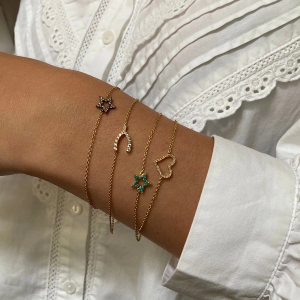 Rosa de la Cruz Turquoise Star Charm Bracelet in 18K Yellow Gold, Turquoise | Fine Bracelets | Coveti