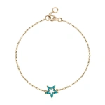 Rosa de la Cruz Turquoise Star Charm Bracelet in 18K Yellow Gold, Turquoise | Fine Bracelets | Coveti