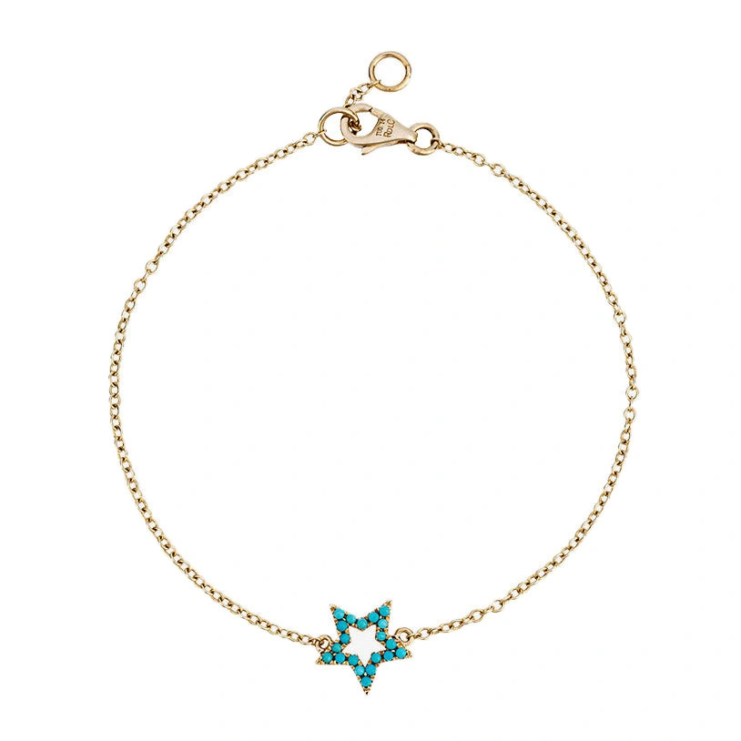 Rosa de la Cruz Turquoise Star Charm Bracelet in 18K Yellow Gold, Turquoise Rosa de la Cruz Turquoise Star Charm Bracelet in 18K Yellow Gold, Turquoise | Fine Bracelets | Coveti