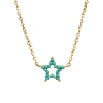 Rosa de la Cruz Turquoise Star Charm Necklace in 18K Yellow Gold, Turquoise | Fine Necklaces | Coveti