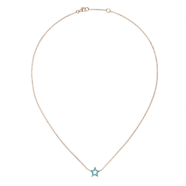 Rosa de la Cruz Turquoise Star Charm Necklace in 18K Yellow Gold, Turquoise | Fine Necklaces | Coveti