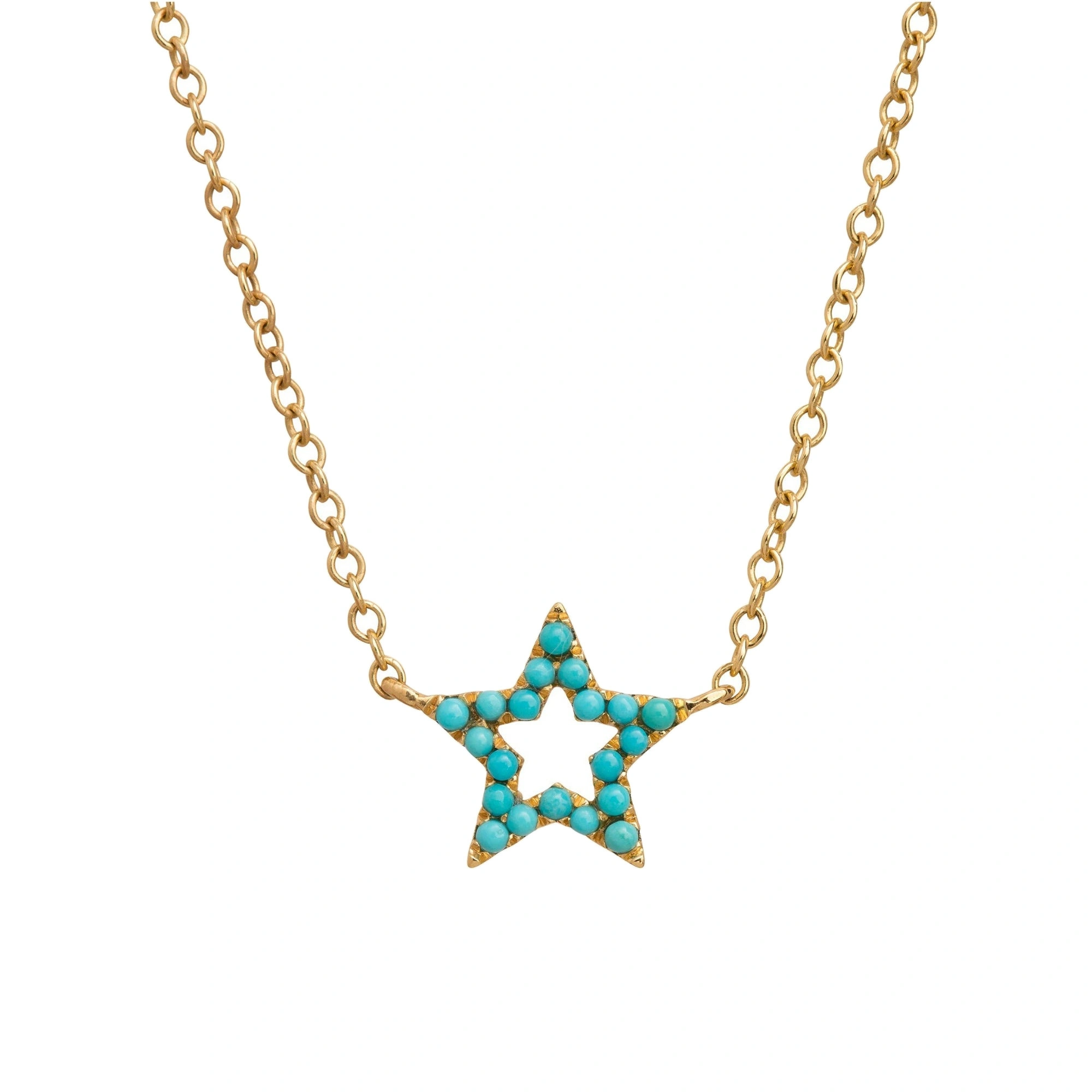 Rosa de la Cruz Turquoise Star Charm Necklace in 18K Yellow Gold, Turquoise Rosa de la Cruz Turquoise Star Charm Necklace in 18K Yellow Gold, Turquoise | Fine Necklaces | Coveti