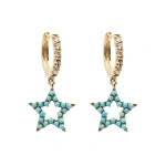 Rosa de la Cruz Turquoise and Diamond Star Charm Earrings in 18K Yellow Gold, Turquoise, Pair | Fine Earrings | Coveti