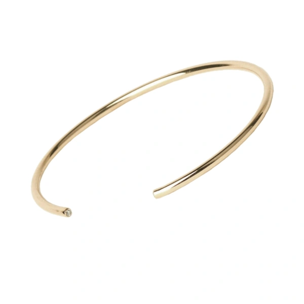 Two Diamond Gold Bangle in 18K Yellow Gold
