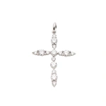 Rosa de la Cruz Unique Cross Pendant in 18K White Gold and White Diamond, Style D | Fine Necklaces | Coveti