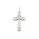 Rosa de la Cruz Unique Cross Pendant in 18K White Gold and White Diamond, Style J | Fine Necklaces | Coveti