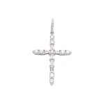 Rosa de la Cruz Unique Cross Pendant in 18K White Gold and White Diamond, Style L | Fine Necklaces | Coveti