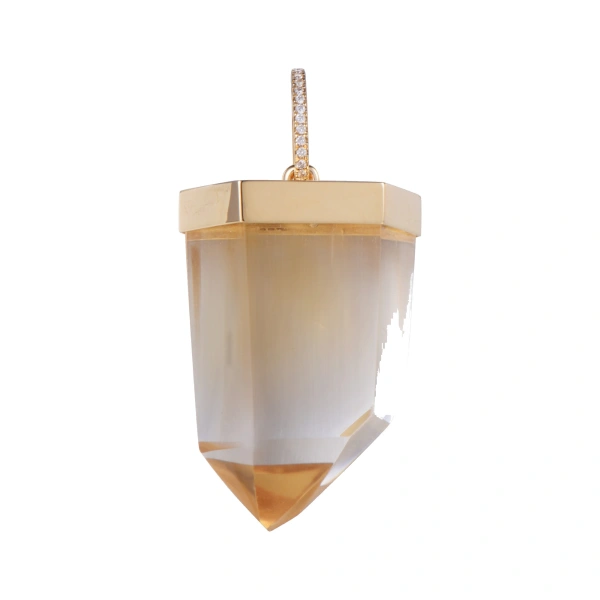 Rosa de la Cruz Unique Crystal Pendant Yellow Citrine in Style O | Fine Pendants and Charms | Coveti