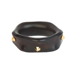 Rosa de la Cruz Wavy Ebony Bangle in Ebony, 18K Yellow Gold | Fine Bracelets | Coveti