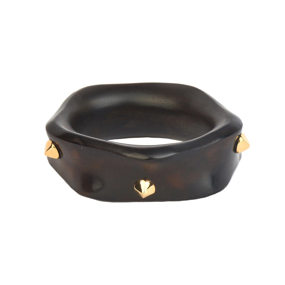 Rosa de la Cruz Wavy Ebony Bangle in Ebony, 18K Yellow Gold Rosa de la Cruz Wavy Ebony Bangle in Ebony, 18K Yellow Gold | Fine Bracelets | Coveti