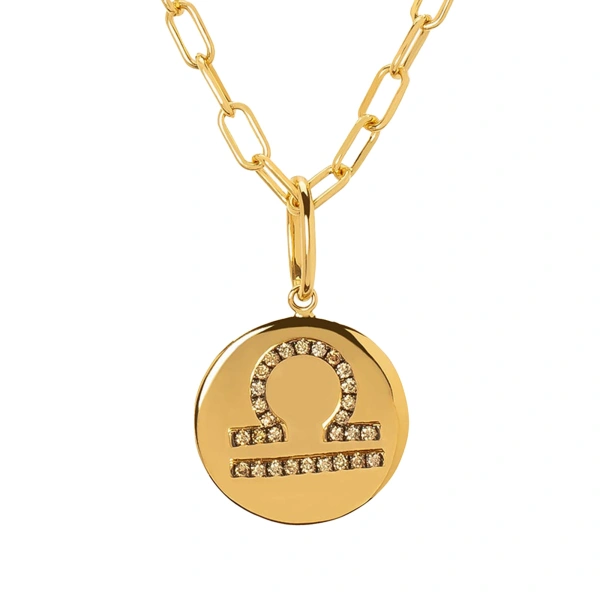 Rosa de la Cruz Zodiac Medallion in 18K Yellow Gold and Brown Diamond, Aries | Fine Pendants and Charms | Coveti