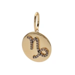 Rosa de la Cruz Zodiac Medallion in 18K Yellow Gold and Brown Diamond, Capricorn | Fine Pendants and Charms | Coveti