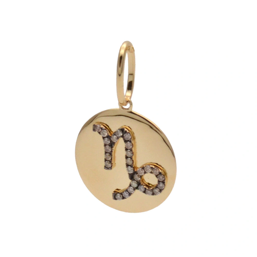Rosa de la Cruz Zodiac Medallion in 18K Yellow Gold and Brown Diamond, Capricorn Rosa de la Cruz Zodiac Medallion in 18K Yellow Gold and Brown Diamond, Capricorn | Fine Pendants and Charms | Coveti
