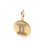 Rosa de la Cruz Zodiac Medallion in 18K Yellow Gold and Brown Diamond, Gemini | Fine Pendants and Charms | Coveti